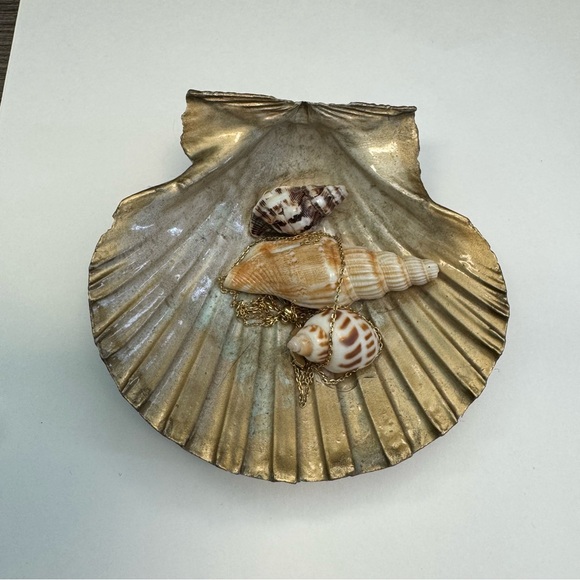 Sea Shell Jewelry Dish Trinket Catch all Ring Tray Home office ocean decor beach - Picture 2 of 5
